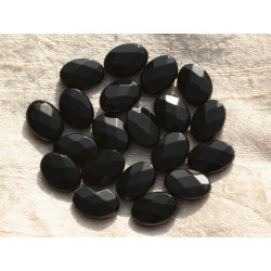 2pc - Perles de Pierre - Onyx Noir Ovales Facettés 14x10mm 4558550015624