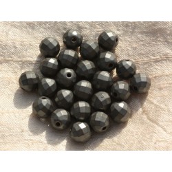 5pc - Perles de Pierre - Hématite Mate Boules Facettées 10mm 4558550015716