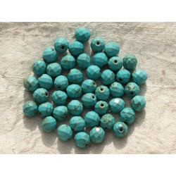 10pc - Perles Turquoise synthèse Boules Facettées 8mm Bleu Turquoise 4558550016256