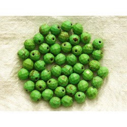 10pc - Perles Turquoise synthèse Boules Facettées 8mm Vert 4558550016317