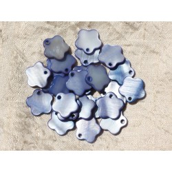 10pc - Breloques Pendentifs Nacre Fleurs 15mm Bleu 4558550018885
