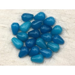 4pc - Perles de Pierre - Jade Bleue Gouttes 14x10mm 4558550021038
