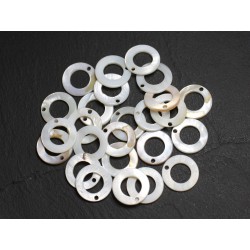 10pc - Perles Breloques Pendentifs Nacre Cercles Donuts 15mm 4558550020765
