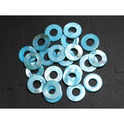 10pc - Cercles Donuts Nacre 15mm Bleu Turquoise 4558550021496