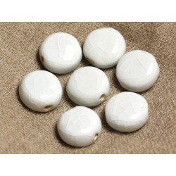 4pc - Perles Céramique Blanc Craquelé - Palets 17mm 4558550019424