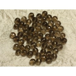 10pc - Perles de Pierre - Quartz Fumé Facetté 6mm 4558550023506 