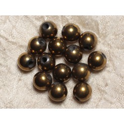 5pc - Perles de Pierre Perçage 2.5mm - Hématite Dorée 10mm 4558550025418