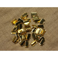 20pc - Embouts Cuir et Tissus métal doré sans nickel 10x6mm 4558550025777