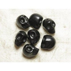 5pc - Perles Crânes Têtes de Mort Turquoise Synthèse 18mm Noir 4558550025883