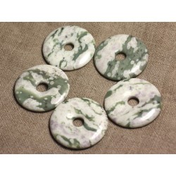Pendentif Pierre semi précieuse - Jade verte et blanche Donut Pi 40mm 4558550026033 