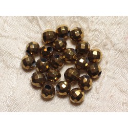 5pc - Perles de Pierre Perçage 2.5mm - Hématite Dorée Facettée 8mm 4558550026804