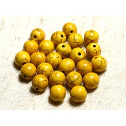 10pc - Perles Turquoise Synthèse Boules 10mm Jaune 4558550028488