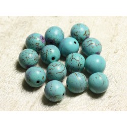 10pc - Perles Turquoise Synthèse Boules 12mm Bleu Turquoise 4558550028747