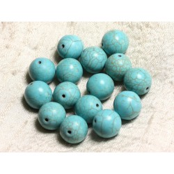 4pc - Perles Turquoise Synthèse Boules 14mm Bleu Turquoise 4558550028815