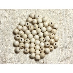 40pc - Perles Turquoise Synthèse Boules 6mm Blanc crème 4558550029263 