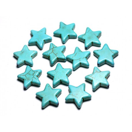 5pc - Perles Turquoise Synthèse Étoiles 20mm Bleu Turquoise  4558550029270 