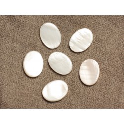 5pc - Perles de Nacre Blanche Irisée Ovales 20x15mm 4558550029591