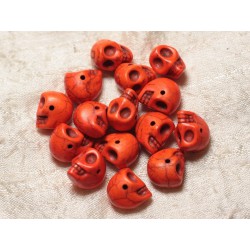 10pc - Perles Crânes Têtes de Mort en Turquoise 14mm Orange 4558550030221