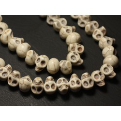 10pc - Perles Crânes Têtes de Mort Turquoise Synthèse 14mm Blanc 4558550030245 