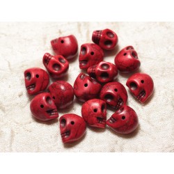 10pc Perles Crânes Têtes de Mort Turquoise Synthèse 14mm Blanc 4558550030245