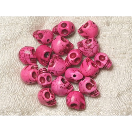 10pc - Perles Crâne Tête de Mort 12mm Roses  4558550030566
