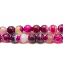 10pc - Perles de Pierre - Agate rose Fuchsia Boules 8mm   4558550030573 