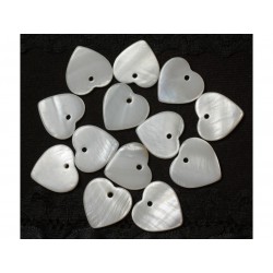 10pc - Perles Breloques Nacre Coeurs 18mm 4558550030887