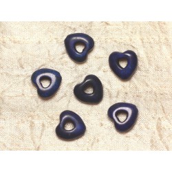 10pc - Perles Turquoise synthèse Coeurs 15mm - Bleu nuit - 4558550031105 