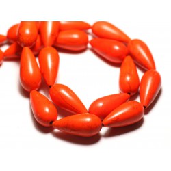 4pc - Perles de Pierre - Turquoise synthèse reconstituée Gouttes 25mm Orange - 4558550031174 
