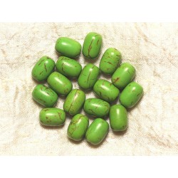 10pc - Perles Turquoise synthèse Tonneaux 14x9mm - Vert 4558550031297
