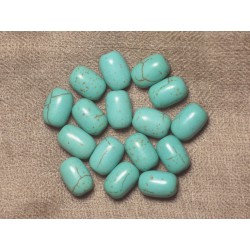 10pc - Perles Turquoise synthèse Tonneaux 14x9mm - Bleu Turquoise 4558550031778 