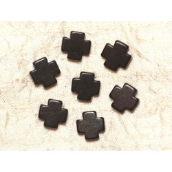 10pc - Perles de Turquoise synthèse Croix 15mm Noir 4558550032089