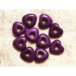 10pc - Perles Turquoise synthèse - Coeurs pourtour 15mm Violet 4558550034083 