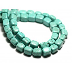 10pc - Perles Turquoise synthèse - Cubes Rectangles 9mm Bleu Turquoise - 4558550033888 