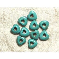 10pc - Perles Turquoise synthèse - Coeurs 15mm pourtour Bleu Turquoise 4558550034168 
