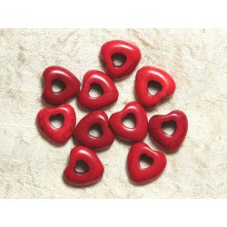 10pc - Perles Turquoise synthèse - Coeurs 15mm Rouge 4558550034199