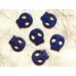 5pc - Perles Tête de Mort Crâne Bleu foncé 20mm 4558550034755