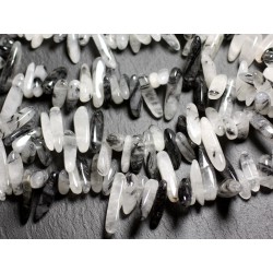 10pc - Perles de Pierre - Chips Rocailles Batonnets Quartz Tourmaline 12-22 mm 4558550035547