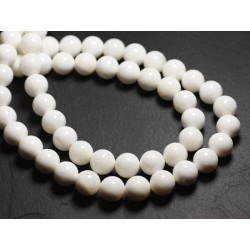 10pc - Perles Nacre blanche Boules opaque 8mm 4558550038272