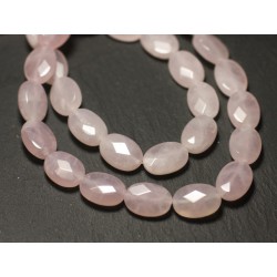 Fil 39cm 32pc env - Perles de Pierre - Quartz rose Ovales Facettés 14x10mm 