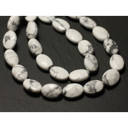 Fil 39cm 32pc env - Perles de Pierre - Howlite Ovales Facettés 14x10mm 