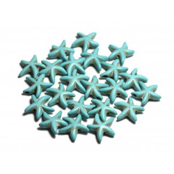 Fil 39cm 35pc env - Perles de Pierre Turquoise Synthèse Reconstituée Étoiles de mer 14mm Bleu Turquoise 