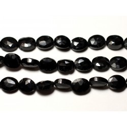 2pc - Perles de Pierre - Spinelle Noir Ovales Facettés 9-10mm 