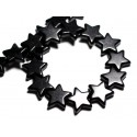 Fil 39cm 22pc env - Perles de Pierre Turquoise Synthèse Reconstituée Étoiles 20mm Noir 