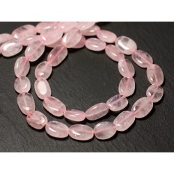 Fil 34cm 29pc env - Perles de Pierre - Quartz Rose Olives Ovales 9-13mm - 8741140012752 