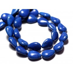 Perles de Pierre Turquoise Synthèse Gouttes 14x10mm Bleu Tur Fil 39cm 28pc env