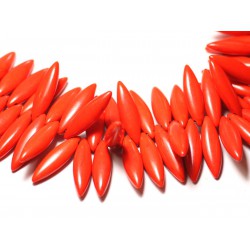 Fil 39cm 120pc env - Perles de Pierre Turquoise Synthèse Marquises 28mm Orange 