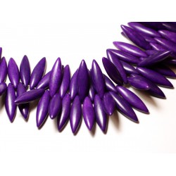 Fil 39cm 120pc env - Perles de Pierre Turquoise Synthèse Marquises 28mm Violet 