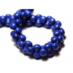 Fil 39cm 67pc env - Perles de Pierre Turquoise Synthèse Os Osselets 14x8mm Bleu nuit 