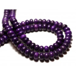 Fil 39cm 81pc env - Perles de Pierre Turquoise Synthèse Rondelles 8x5mm Violet 
